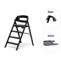 KAOS Klapp højstol foldbar eg inkl. bøjle og bakke - sort-Børn Højstole Med Tilbehør