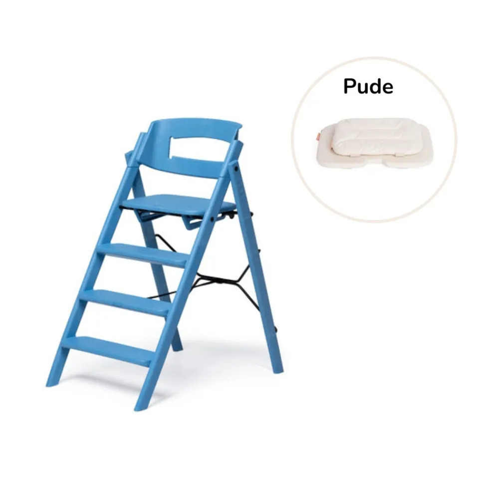 KAOS Klapp højstol foldbar genbrugsplast inkl. pude - blå-Børn Højstole Med Tilbehør