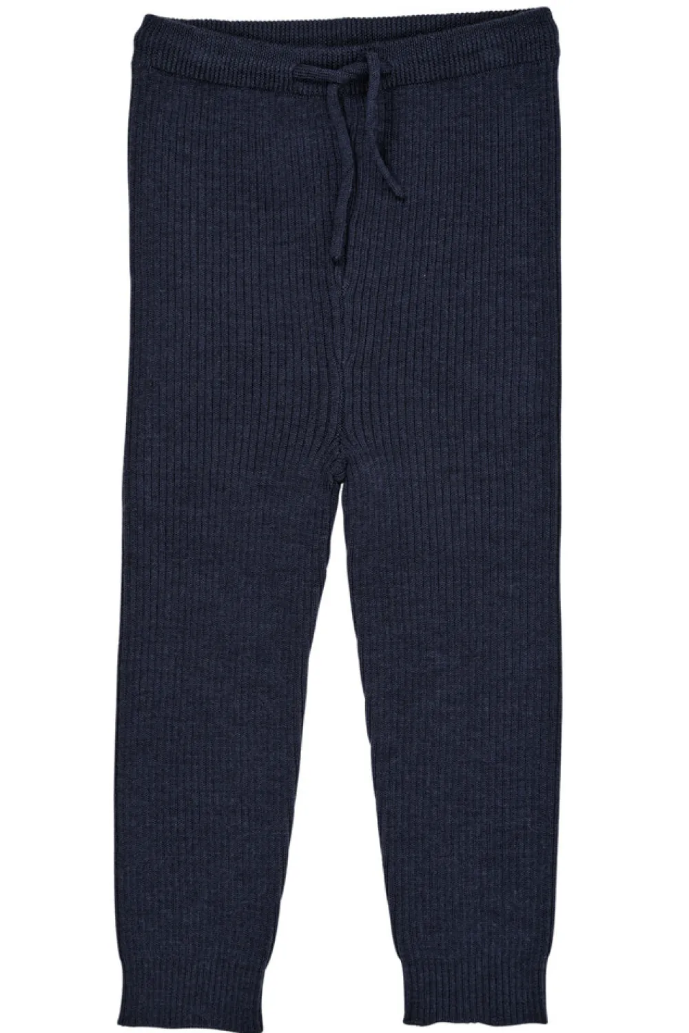 Copenhagen Colors Klassisk merino rib leggings m. bindebånd - unisex - MØRKE BLÅ- Uldunderdele|Leggings