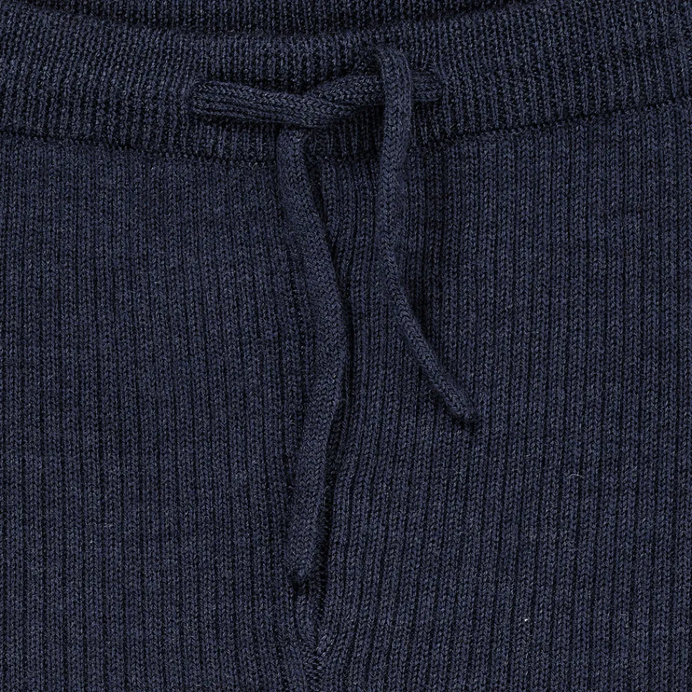 Copenhagen Colors Klassisk merino rib leggings m. bindebånd - unisex - MØRKE BLÅ- Uldunderdele|Leggings