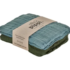 Pippi Øko Stofbleer (4-pak) - Blå/Grøn-Børn Stofbleer & Klude|Stofbleer