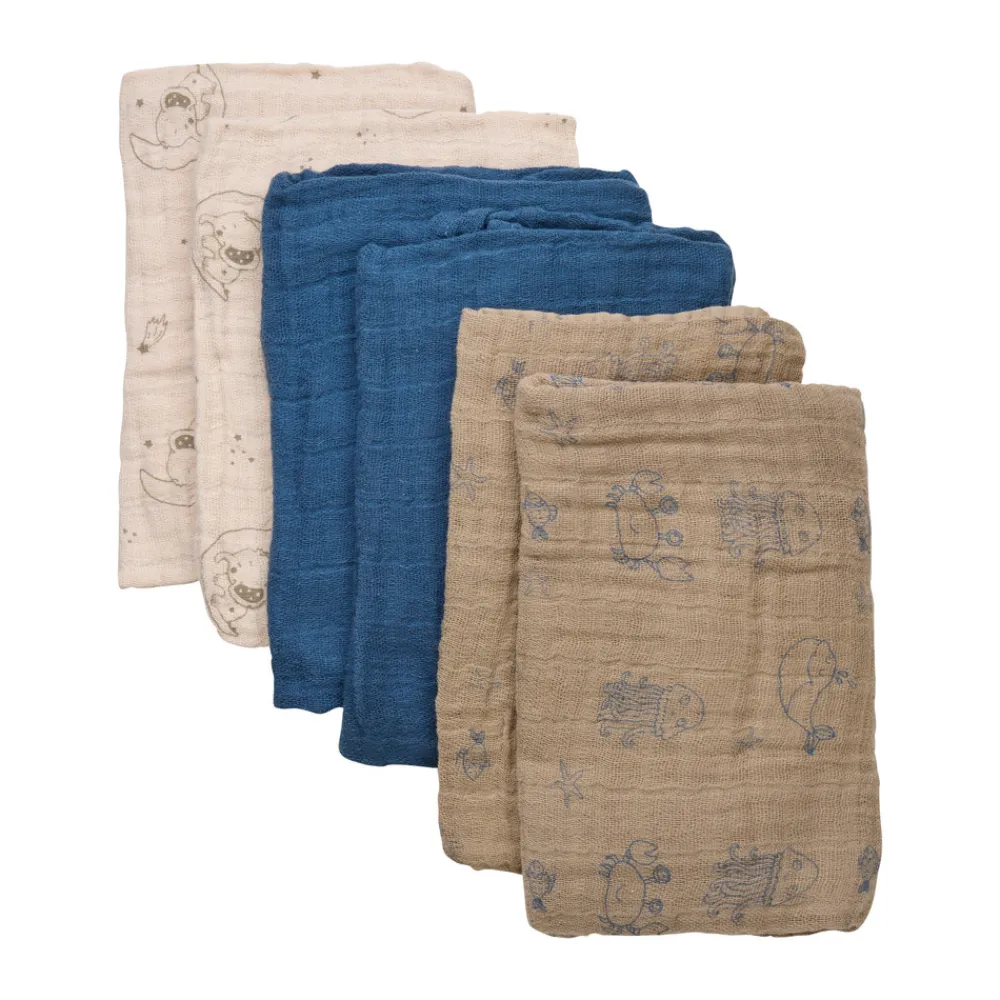 Pippi Øko. stofbleer (6-pak) - China Blue-Børn Stofbleer & Klude|Stofbleer