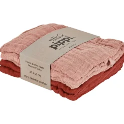 Pippi Øko Stofbleer (4-pak) - Rød-Børn Stofbleer & Klude|Stofbleer