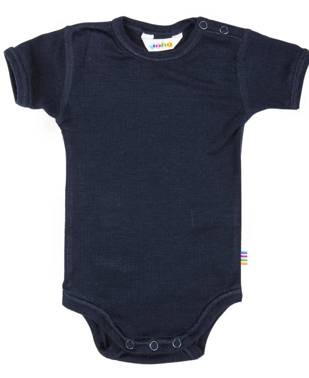 Joha Kort Ærmet Body i Rib - Marine- Uldbodyer|Bodystocking Kortærmet