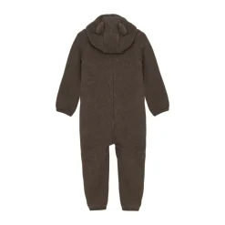 HUTTEliHUT Køredragt m. ører Uld Fleece - Brown Melange- Køredragter|Ulddragter