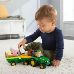 John Deere Køretur I Hestevogn Med Dyrelyde- Traktorer & Fly