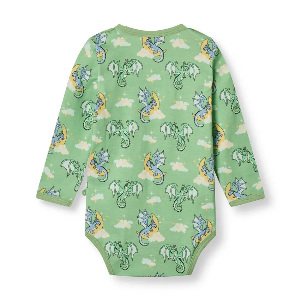 Småfolk Langærmet body med sovende drager - 827- Bodystocking Langærmet
