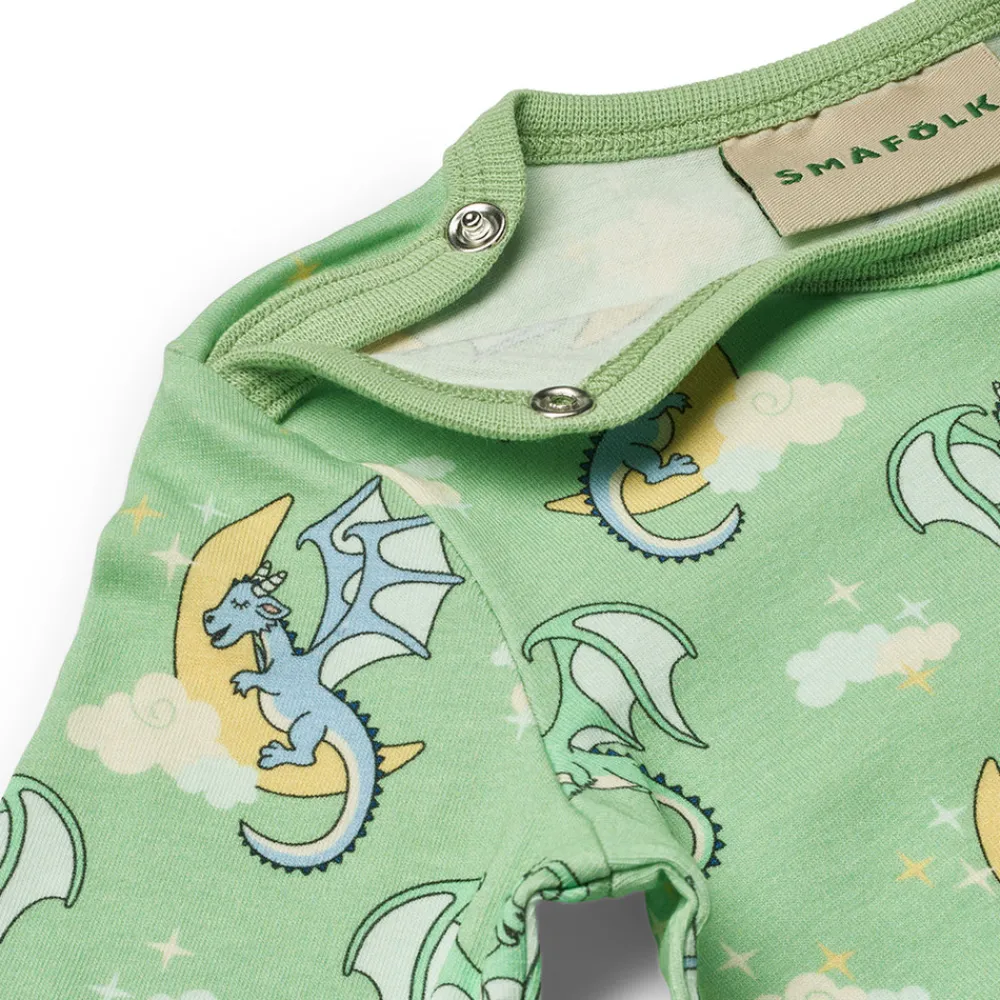 Småfolk Langærmet body med sovende drager - 827- Bodystocking Langærmet