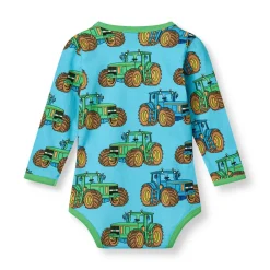 Småfolk Langærmet body med traktorer - 718- Bodystocking Langærmet