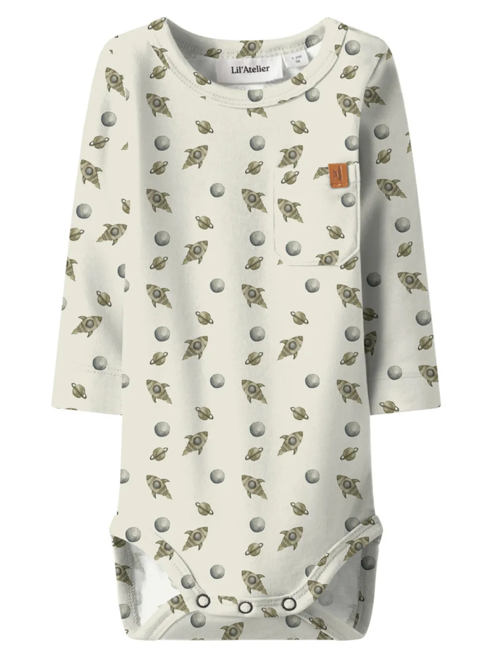 Lil' Atelier Layo Geo Langærmet Body - Turtledove- Bodystocking Langærmet