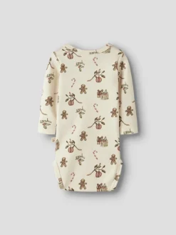 Lil' Atelier Layo Gis Langærmet Body - Turtledove- Juletøj|Bodystocking Langærmet