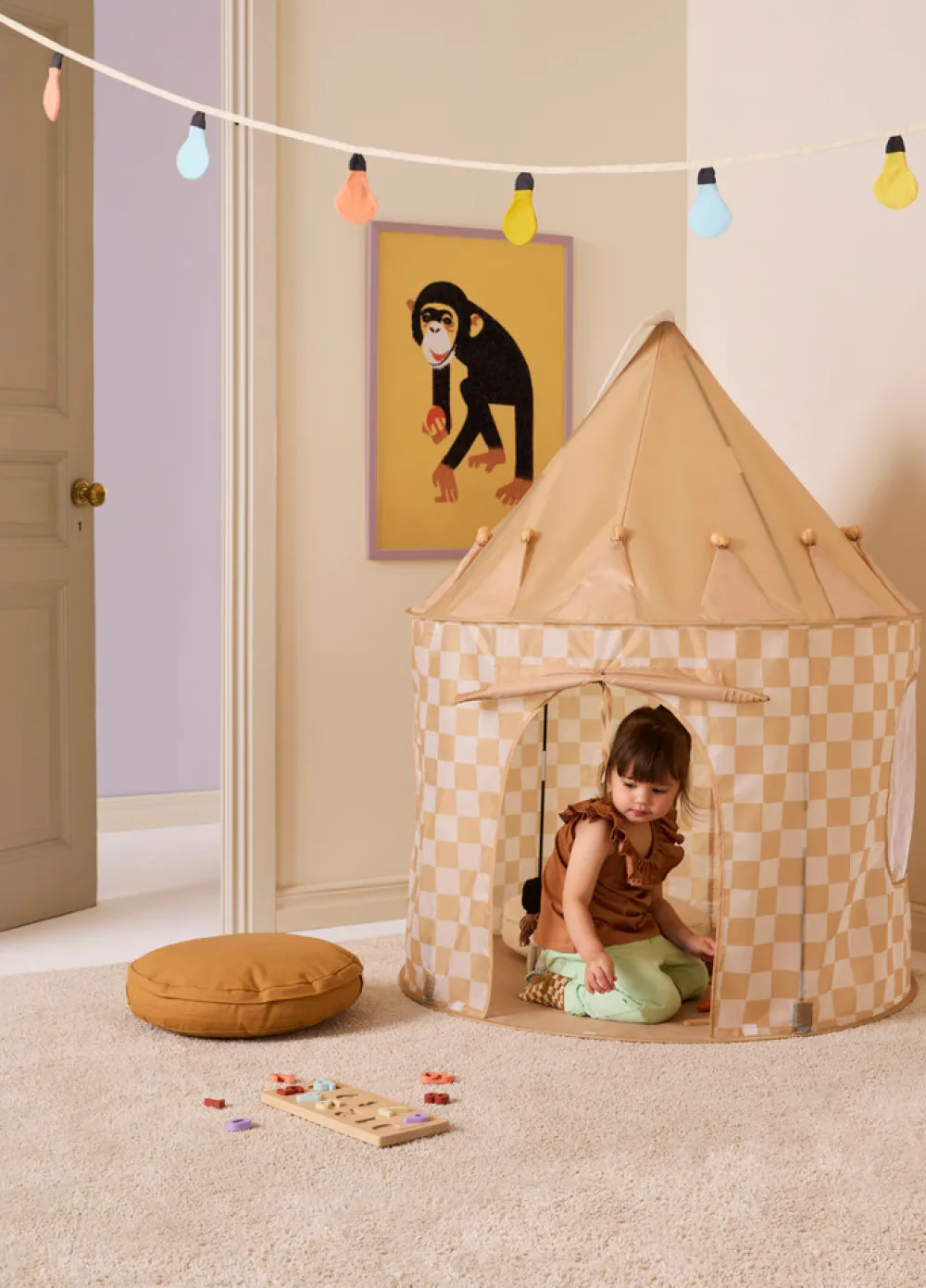 KIDSCONCEP Legetelt,Gul med tern,100x130 cm- Legetelte & Tipier