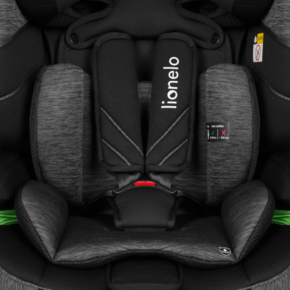 Lionelo Levi One I-size - black grey- Autostole 76-150 Cm (15 Mdr.-12 År)