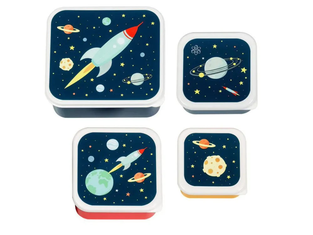 A Little Lovely Company Lunch & snack box sæt - space- Madkasser & Drikkedunke