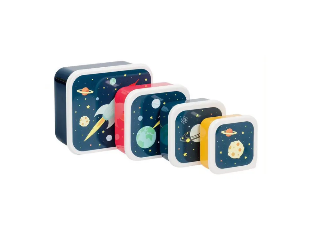A Little Lovely Company Lunch & snack box sæt - space- Madkasser & Drikkedunke