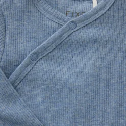 Fixoni Melange Rib Wrap Body Langærmet - 7639- Bodystocking M. Skrålukning|Bodystocking Langærmet