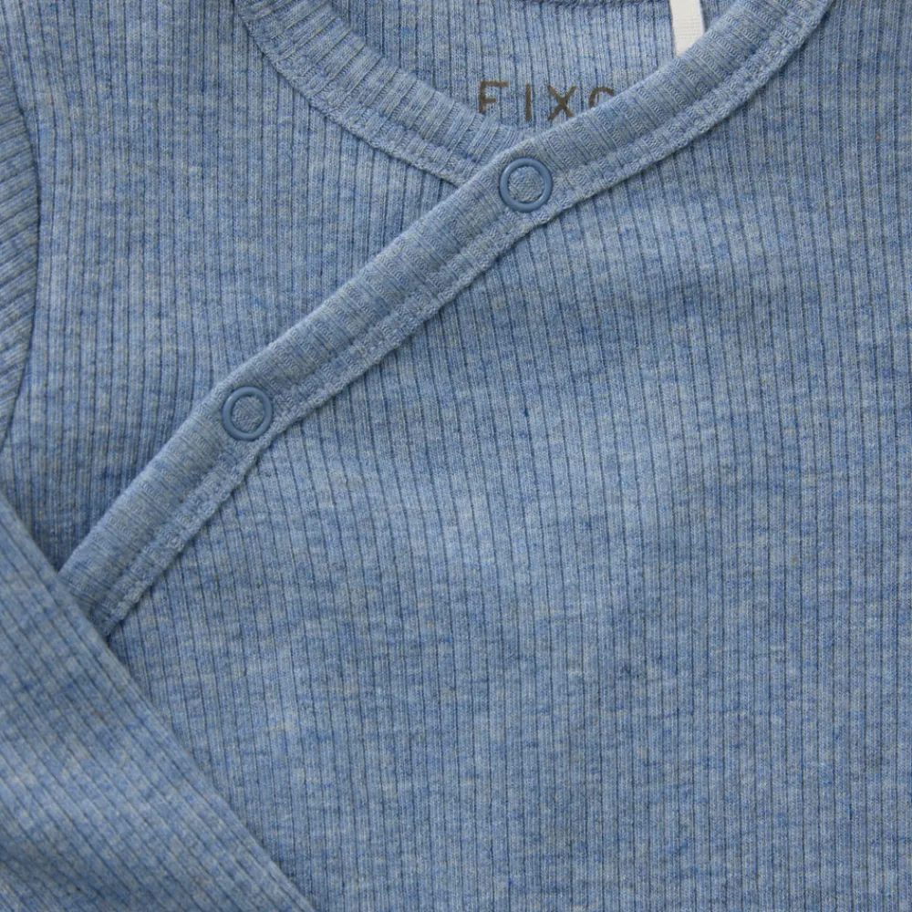 Fixoni Melange Rib Wrap Body Langærmet - 7639- Bodystocking M. Skrålukning|Bodystocking Langærmet