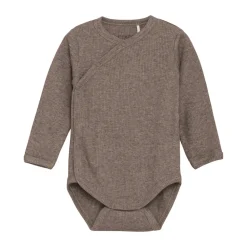 Fixoni Melange Rib Wrap Body Langærmet - 2813- Bodystocking M. Skrålukning|Bodystocking Langærmet