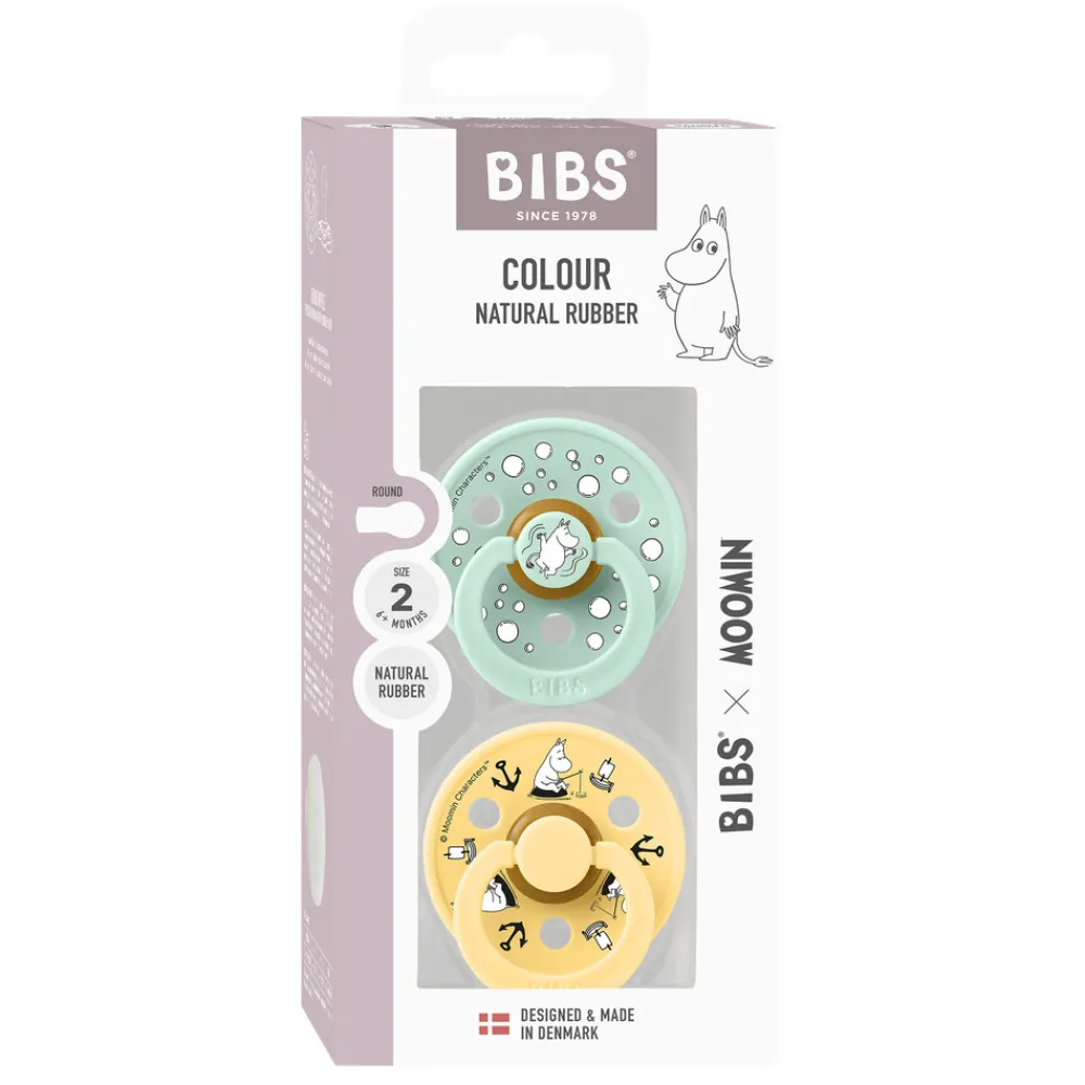 BIBS Moomin Colour Sut 2pk Latex Str 2 - Mint- Sutter