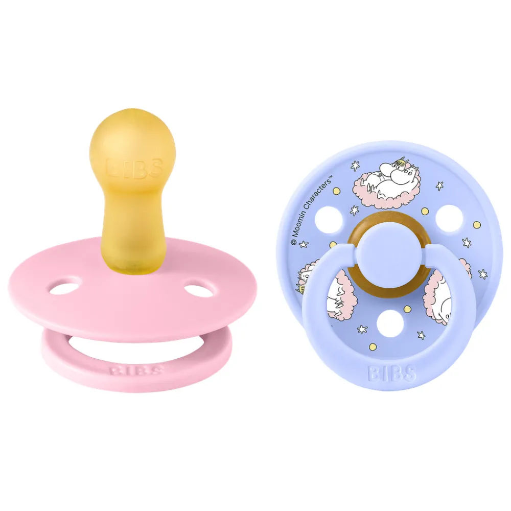 BIBS Moomins Colour Sut 2pk Latex Str 2 - Baby Pink- Sutter