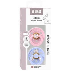 BIBS Moomins Colour Sut 2pk Latex Str 2 - Baby Pink- Sutter