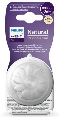 Philips Avent Natural Response 2 pk. flaskesut 0m+ (Flow 2)- Sutteflasker