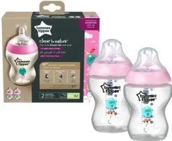 Tommee Tippee Natural start sutteflaske 2 x 260 ml - deco pink- Sutteflasker