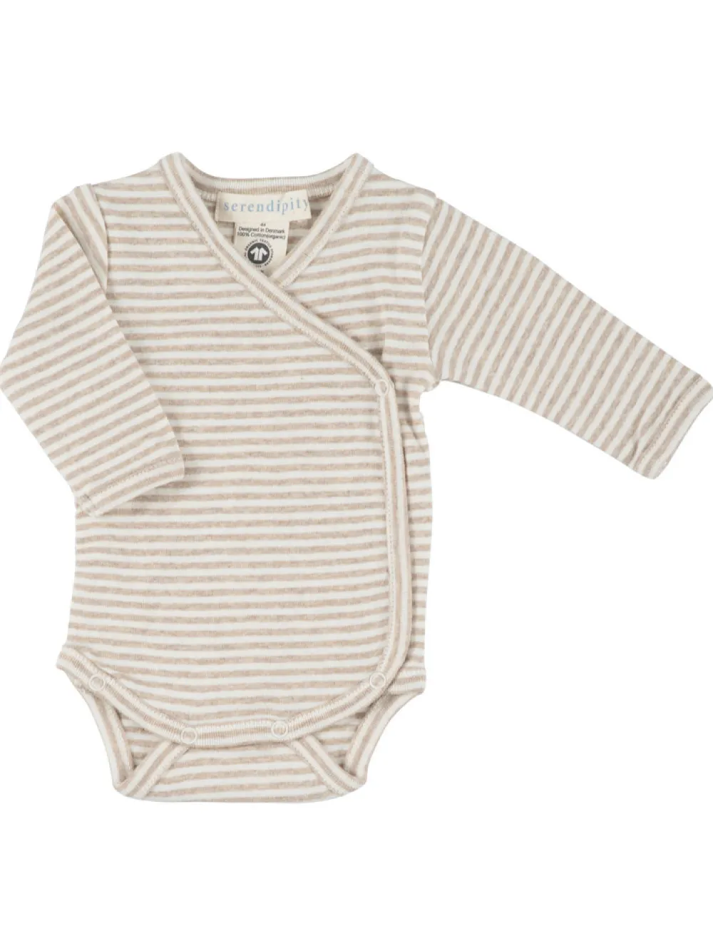 Serendipity Organics Nyfødt Slå-om Body - OATSTRIPE- Bodystocking M. Skrålukning|Bodystocking Langærmet