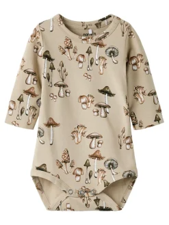 NAME IT Ofeyan Langærmet Body - Island Fossil- Bodystocking Langærmet