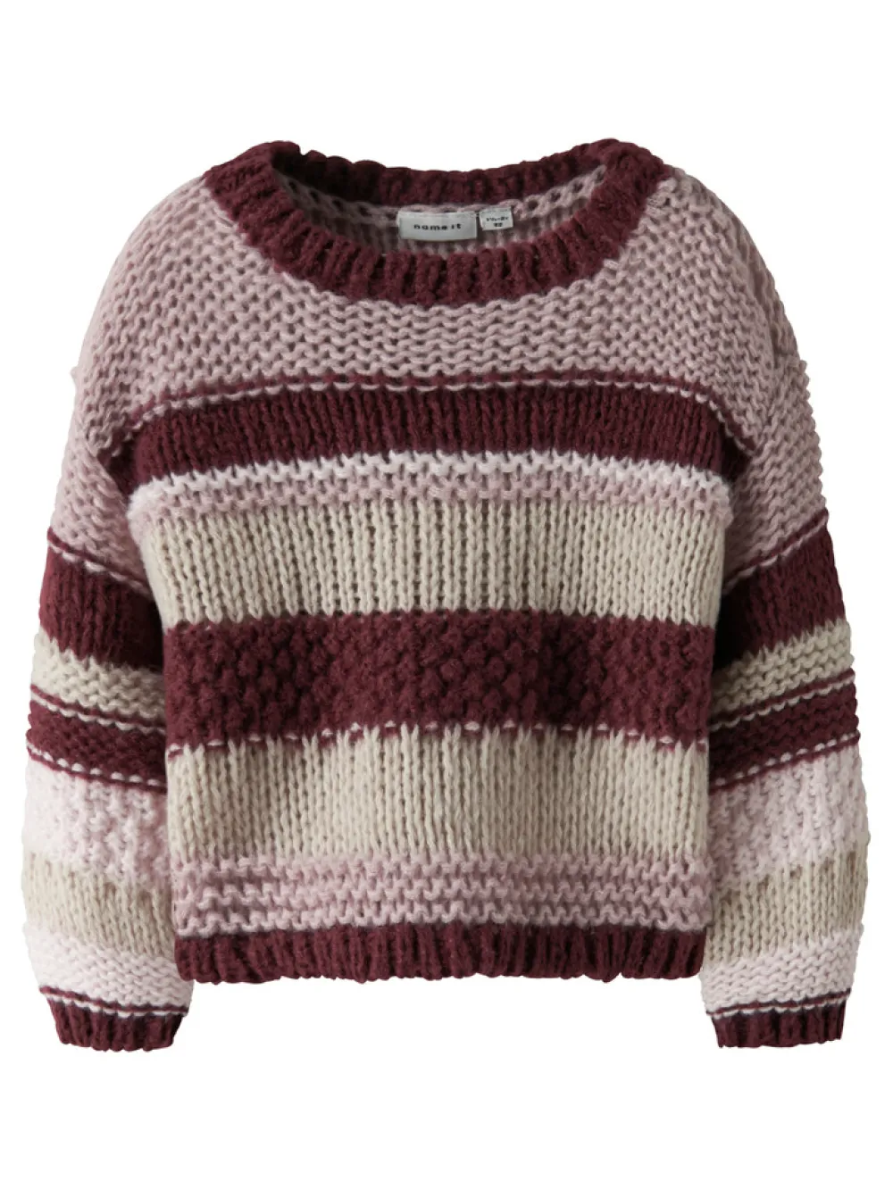 NAME IT Oline Striktrøje - Burgundy- Cardigans, Veste & Trøjer