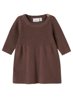 NAME IT Olivina Strikkjole - Peppercorn- Kjoler