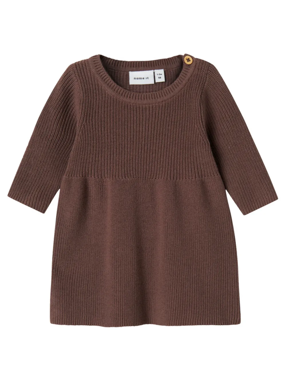 NAME IT Olivina Strikkjole - Peppercorn- Kjoler