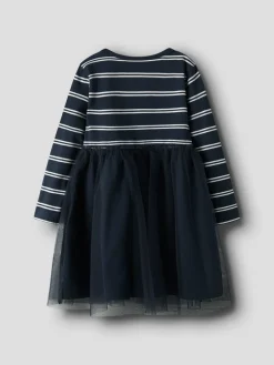 NAME IT Orini Gurli Gris Tyl Kjole - Navy Blazer- Licens|Kjoler