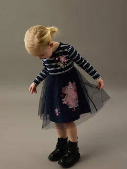 NAME IT Orini Gurli Gris Tyl Kjole - Navy Blazer- Licens|Kjoler