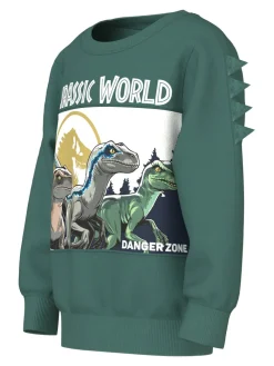 NAME IT Oswald Jurassic Sweatshirt - Bistro Green- Cardigans, Veste & Trøjer