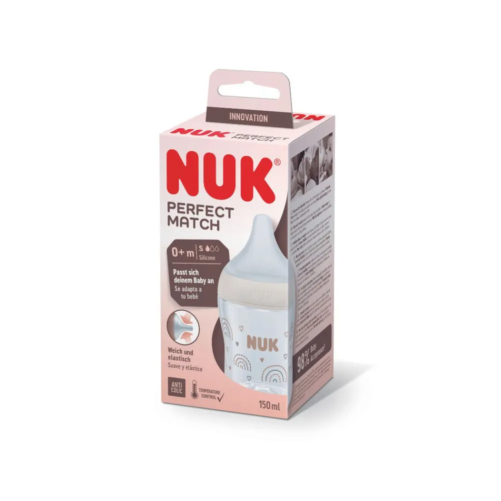 NUK Perfect Match PP sutteflaske 150 ml - Rainbow- Sutteflasker