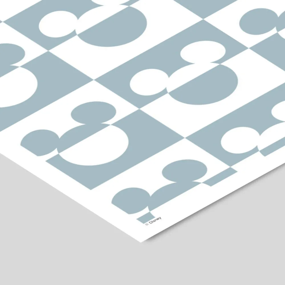 Poster & Frame Plakat - Mickey Mouse blåt og hvidt mønster A3-Børn Plakater