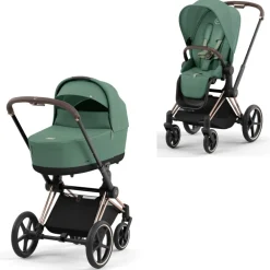Cybex Priam Duovogn - leaf green/rosegold- Kombivogne Med Flade Sæder