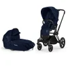 Cybex Priam Duovogn - Rebellious luxury denim blue/matt black- Kombivogne Med Flade Sæder