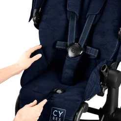 Cybex Priam klapvogn - Rebellious luxury denim blue/matt black- Klapvogne Med Flade Sæder