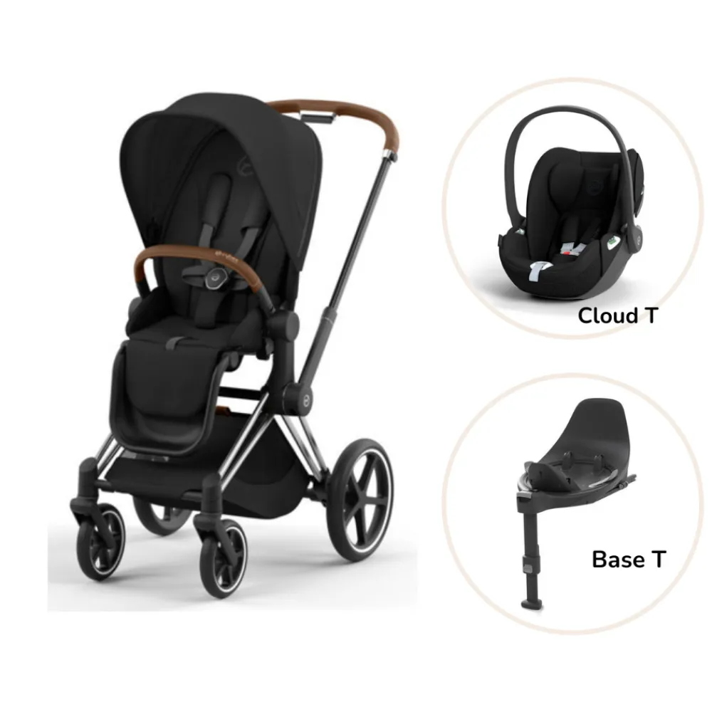 Cybex Priam klapvogn inkl. cloud T og base - sepia black/chrome brown- Klapvogne Med Flade Sæder|Vognpakker