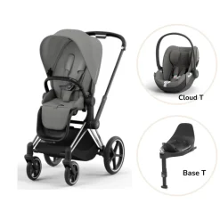 Cybex Priam klapvogn inkl. cloud T og base - mirage grey/chrome black- Klapvogne Med Flade Sæder