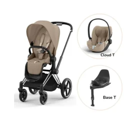 Cybex Priam klapvogn inkl. cloud T og base - cozy beige/chrome black PLUS- Klapvogne Med Flade Sæder
