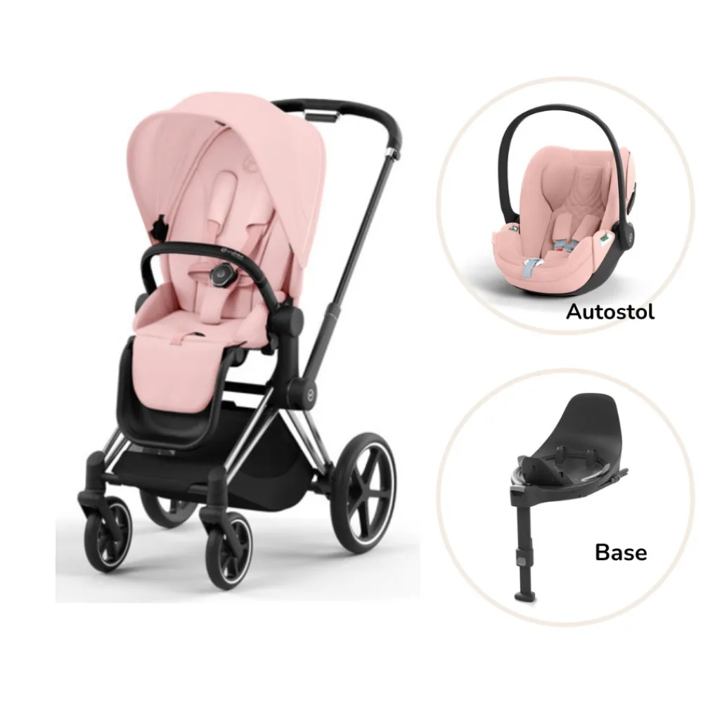 Cybex Priam klapvogn inkl. cloud T og base - peach pink/chrome black PLUS- Klapvogne Med Flade Sæder