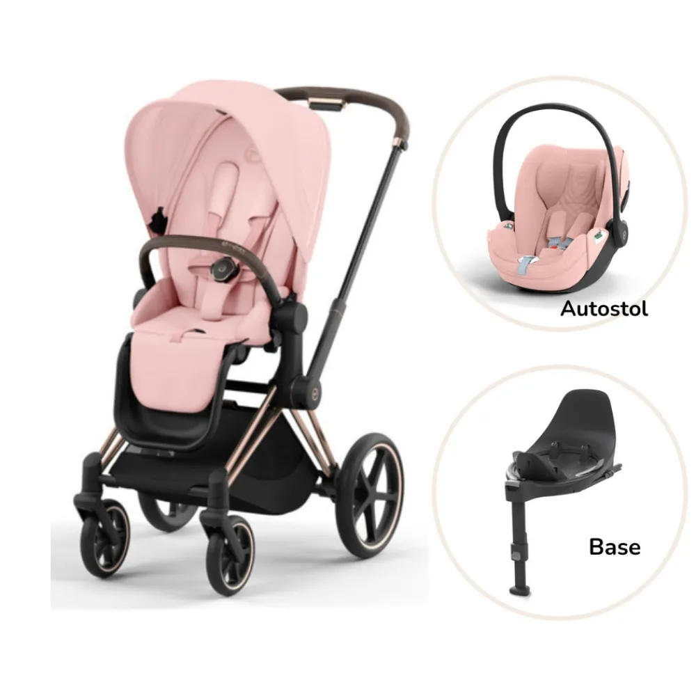 Cybex Priam klapvogn inkl. cloud T og base - peach pink/rosegold PLUS- Klapvogne Med Flade Sæder