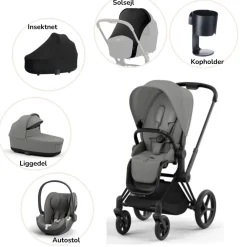Cybex Priam pakke - mirage grey/matt black- Kombivognspakker