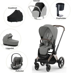 Cybex Priam pakke - mirage grey/rosegold- Kombivognspakker