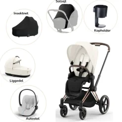 Cybex Priam pakke - off white/rosegold PLUS- Kombivognspakker