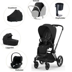 Cybex Priam pakke - sepia black/matt black PLUS- Kombivognspakker