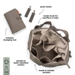 Done By Deer Puslerygsæk - Taupe- Pusletasker & Transporttasker